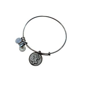 Alex and Ani Autism Awareness Puzzle Piece Charm Bangle Bracelet Silver Tone2014